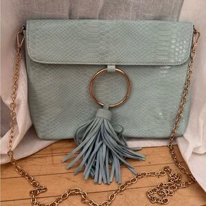 Anthropologie Bag NWOT Turquoise Suede Tassel Street Level